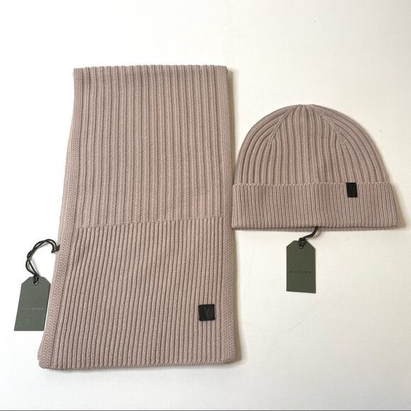All Saints Wool Blend Rib Mix Beanie and Scarf Set NWT - Picture 15 of 15